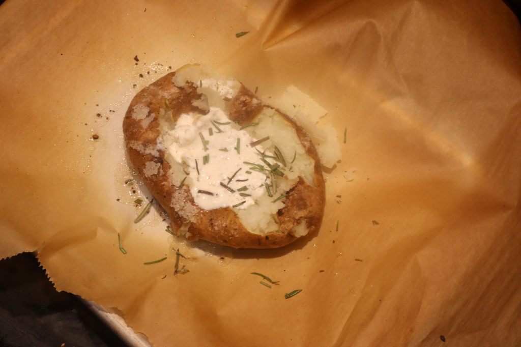 Crispy baked russet potato